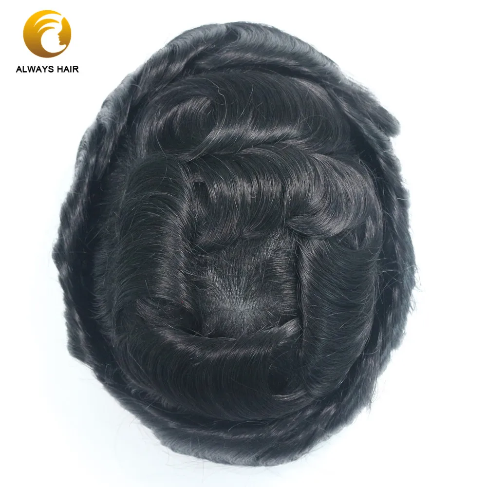 Mircro тонкая кожа 0,02-0,03 мм парик для мужчин волосы природы линия волос по всему V-петля 6 дюймов плотность 90 индийских человеческих волос протез