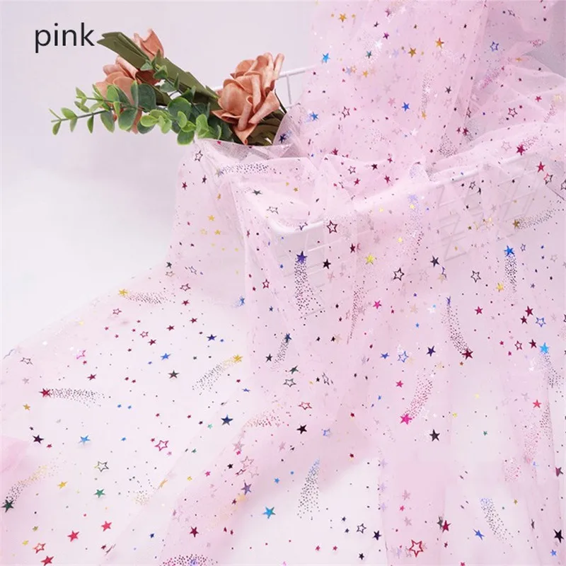 pink 1,6*1 м семицветный Метеор блесток фабричное кружево принцесса юбка свадебное платье вечерние украшения Рождественский Декор кружевная ткань - Цвет: pink