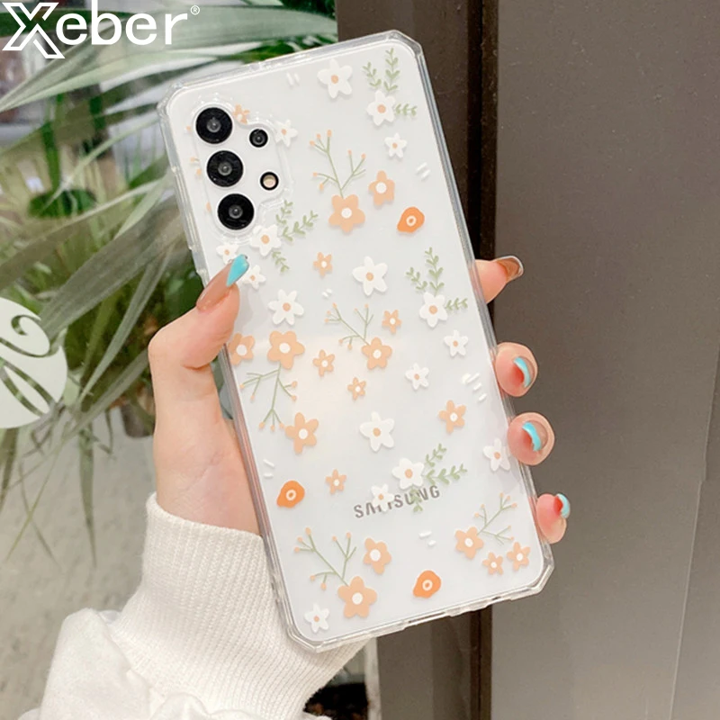 Fashion Flower Clear Phone Case For Samsung S21 Plus S20 Ultra FE Note 20 10 9 8 S10 Lite A52 A72 A42 A32 A12 A02S Soft Cover | Мобильные