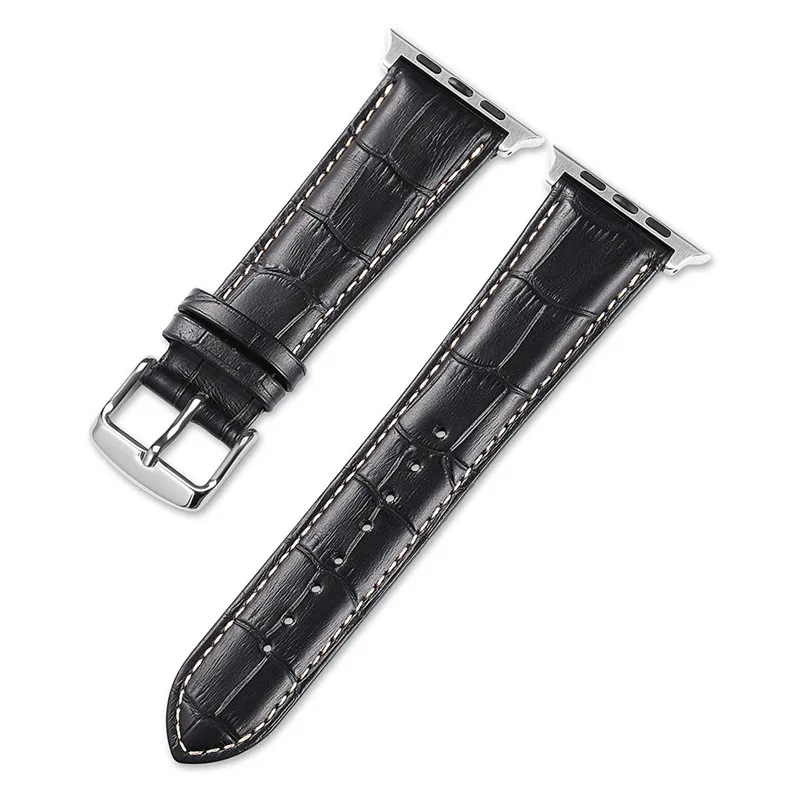 Black-beige-silver IStrap ремешок для часов аpple 38 мм 42 мм Натуральная кожа 40 мм 44 мм черный коричневый ремешок с пряжкой - Цвет ремешка: Black-beige-silver