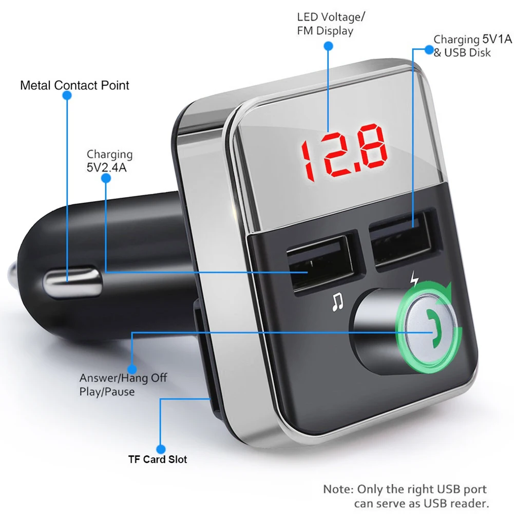 Беспроводной автомобильный Bluetooth fm-передатчик, MP3 плеер, аудио радио, музыка, многофункциональное быстрое зарядное устройство, светодиодный дисплей
