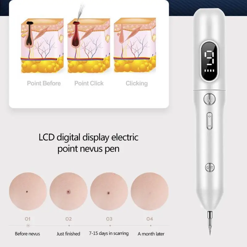 Dropshipping Electric LCD Laser Freckle Mole Warts Dot Tattoo Eraser Spot Remover Pen Dark Spot Remover For Face Machine Pen