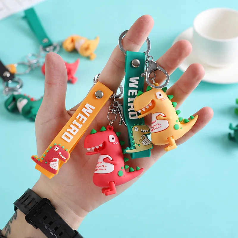 

Cute Cartoon Dinosaur Silicone Car Keychain Student Schoolbag Pendant Couple Doll Key Chain Less Decorative Accessories