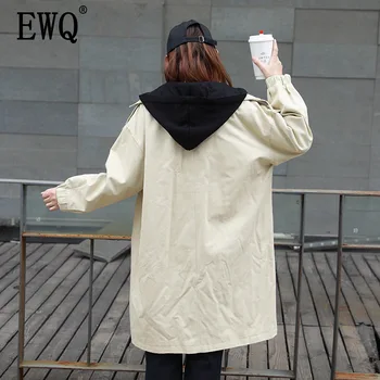 

[EWQ] 2020 Spring New Pattern Office Lady Style Long Length Full Sleeve Single Breasted All-Match Solid Color Windbreaker AF780