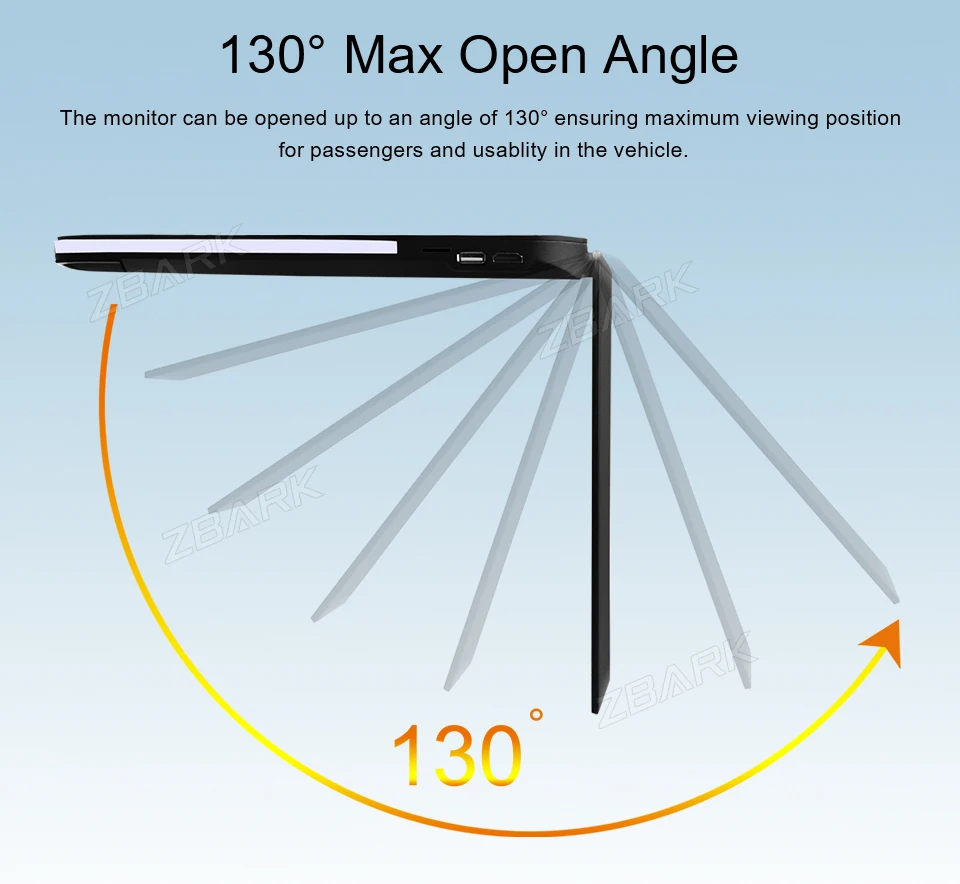 ZBARK 13,3 "1080 P видео HD цифровой TFT монитор широкий экран ультра-тонкий автомобильный проигрыватель на крыше YHRF133M