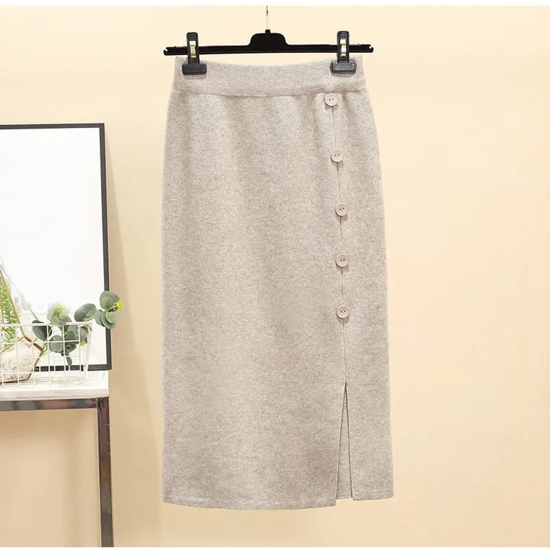 Plus Size Front Split Button Up Dark Green Office Lady Straight Knitted Skirts 4Xl 5Xl Women Mid Long Workwear Knitting Skirt Plus Size Front Split Button Up Dark Green Office Lady Straight Knitted Skirts 4Xl 5Xl Women Mid Long Workwear Knitting Skirt