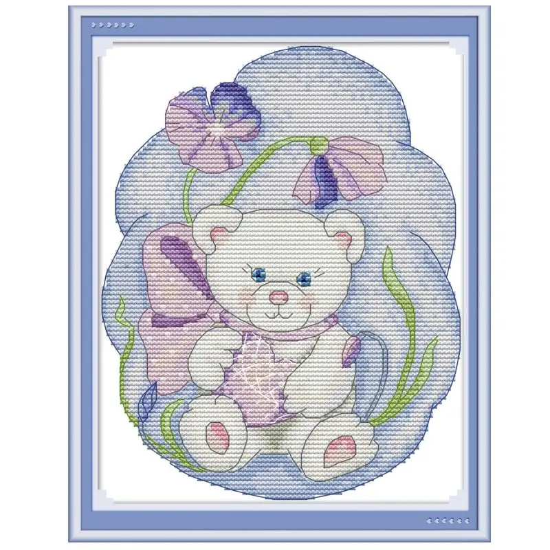 

Baby Bear DIY Handmade Needlework Counted 14CT Printed Cross Stitch Embroidery Kit Set Home Decoration