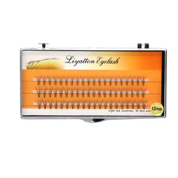 

Liyatton 0.07mm 10 hair/cluster Flare Knot Free Natural Long Black Individual Eyelash Extension Synthetic Kit