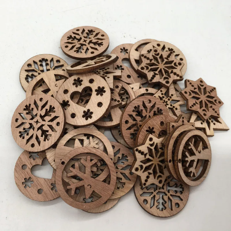 50pcs 3cm 1.18inch Wooden Circles Natural Unfinished Wood Slices