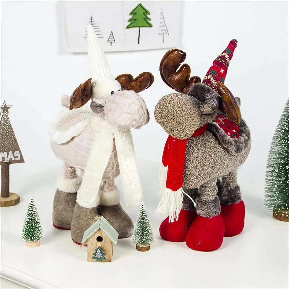 

45-60CM Plush Telescopic Foot Christmas Elk Doll Window Desktop Decoration 2020 New Year Children Christmas Gift Elk Doll