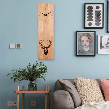 

Solid Wood Wall Clock Nordic Square Home Decoration Watch Mute Quartz Personality Art Minimalist Wooden Simple Modern Design