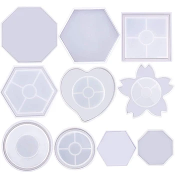 

10Pcs Resin Molds DIY Coasters Epoxy Resin Mold-Resin Silicone Mold, DIY Craft Coaster Mold,for Resin Coasters