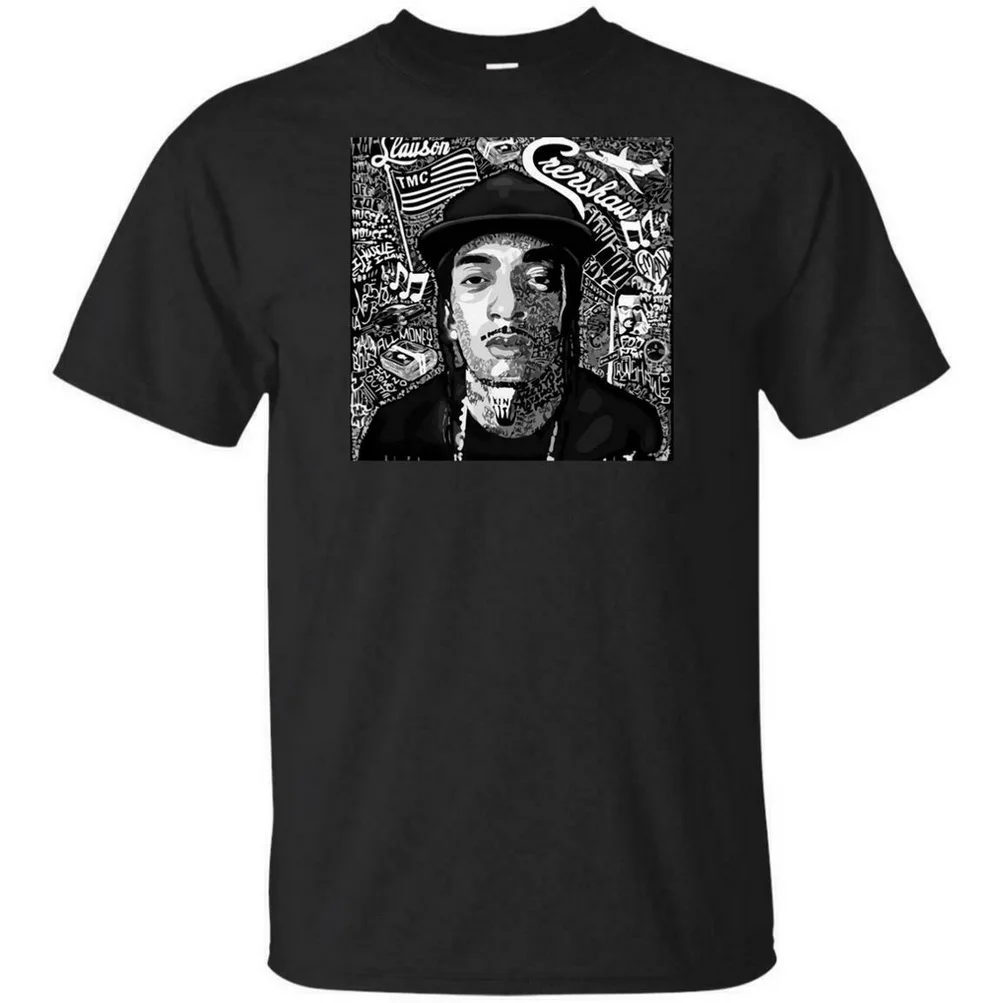 Nipsey Hustle Rapper LA Crenshaw Slauson Art черно-белая серая футболка унисекс Harajuku мужские топы