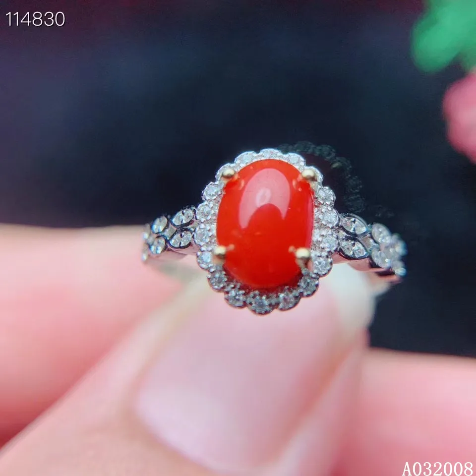 Pretty natural coral ring with sterling silver setting and ring