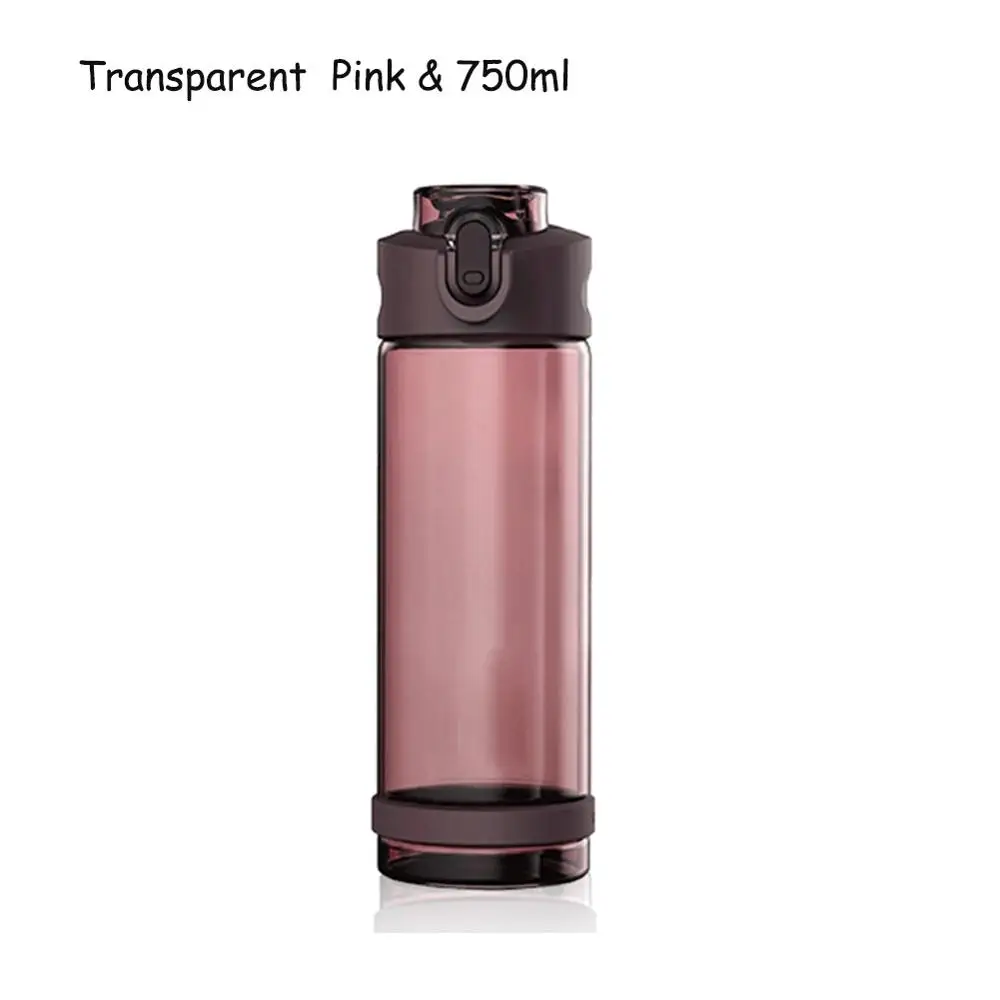 Pink 750ML Прозрачная бутылка для воды с соломинкой BPA Free Tritan материал непротекающая чашка 550 мл 750 мл 850 мл чайник для любителей фитнеса - Цвет: Pink 750ML