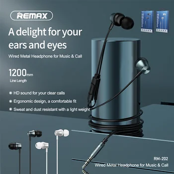 

REMAX RM-202 Metal Wire Headset Bluetooth 5.0 Headset Sports Earplug Headset With Micron Charging Case Headset For Smart Phone