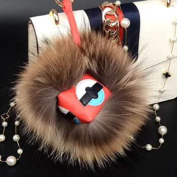 

Luxury Leather Monster Handmade Sewing Bag Pendant Raccoon Fur Skin Leather Cord Fur Pendant Plush Lovers Exquisite Accessories