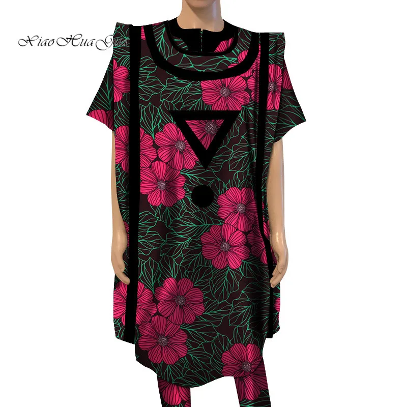 Dashiki Bazin Riche Ankara комплект из 3 предметов, короткий рукав, пальто и брюки, халат, африканская Повседневная Традиционная рубашка "Дашики", мужская одежда WYN566