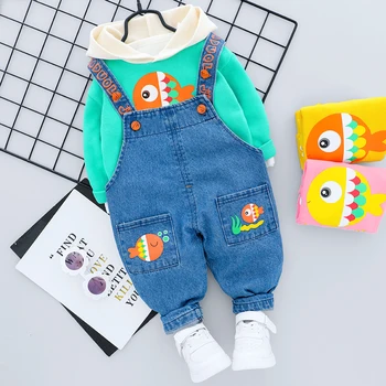 

Autumn Toddler Infant Clothing Sets Baby Boys Girls Clothes Suits Cartoon Hoodie Bib Pants Children Costume