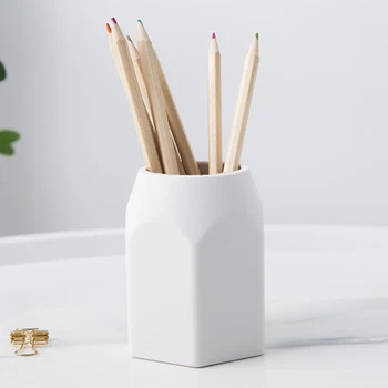 

Gift Space Saving Study Room Geometric Hexagonal Pen Cup Dressing Table Makeup Brush Silicone Pencil Holder Desktop Organizer