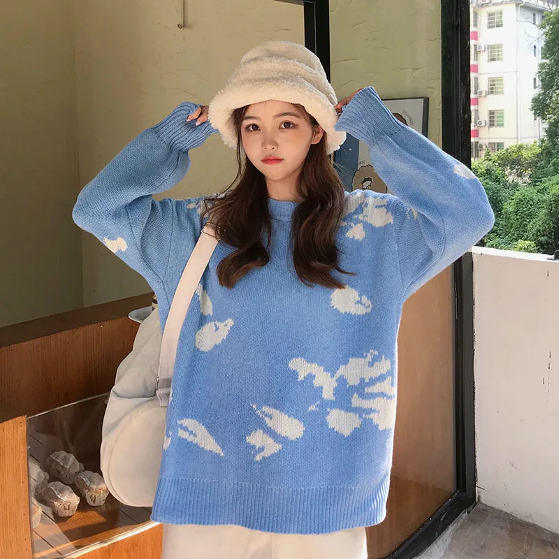 

A Loose, Lazy Sweater for A Casual Commute Pullover In Autumn Winter Sweater Women Office Lady O-Neck Thick Red Clother