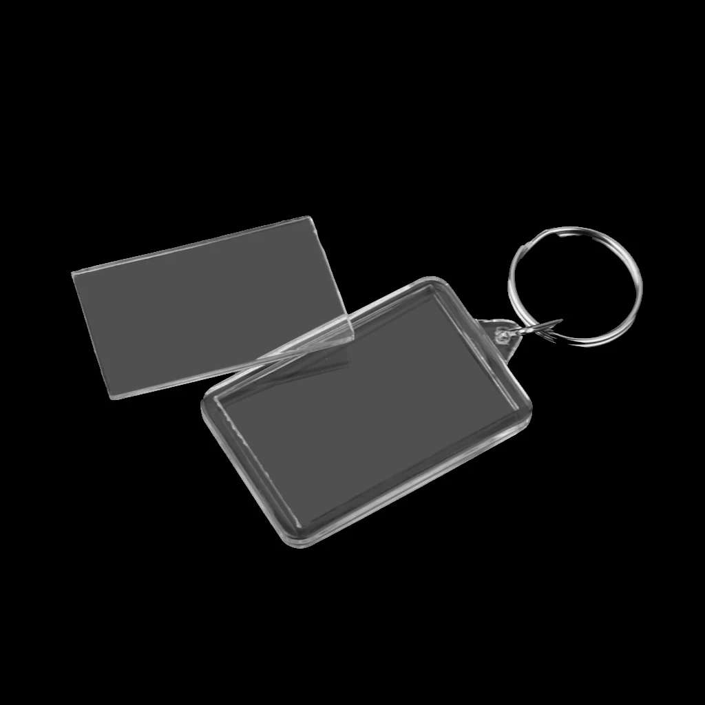 30Pcs Acrylic Rectangle Transparent Ring Keychain Blank Insert Photo Frame