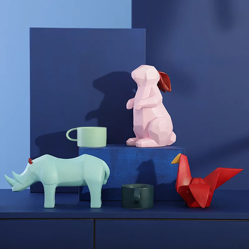  Creative Resin Geometric Animal Desktop Decoration Nordic Style Living Room Bedroom Wine Cabinet Di - 4000484441505