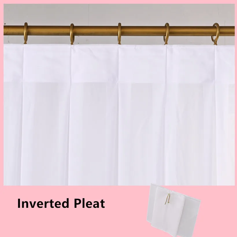 

Inverted Pleat Elegant Soft Snow Pure White Chiffon Window Tulle Curtains for Living Room Sheer Veil Voile Bedroom Drapers