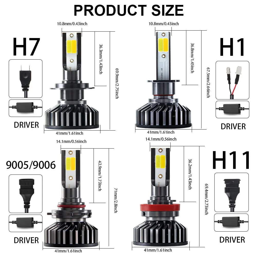 BraveWay 3000K+ 6500K светодиодный Автомобильные фары H1 H7 H11 светодиодный фары 12V 80W 10000LM 9005 9006 HB3 HB4 H8 H11 светодиодный противотуманных фар для авто