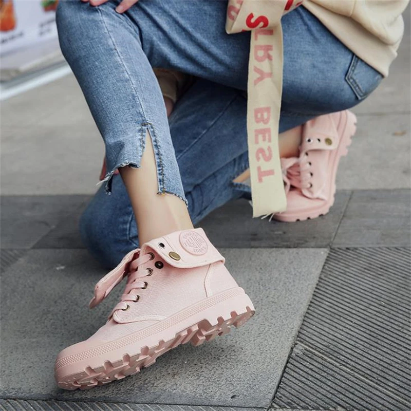 

Women Canvas Shoes Autumn Fashion High Top Sneakers Women Platform Ankle Boots Vulcanized Casual Shoes Tenis Feminino