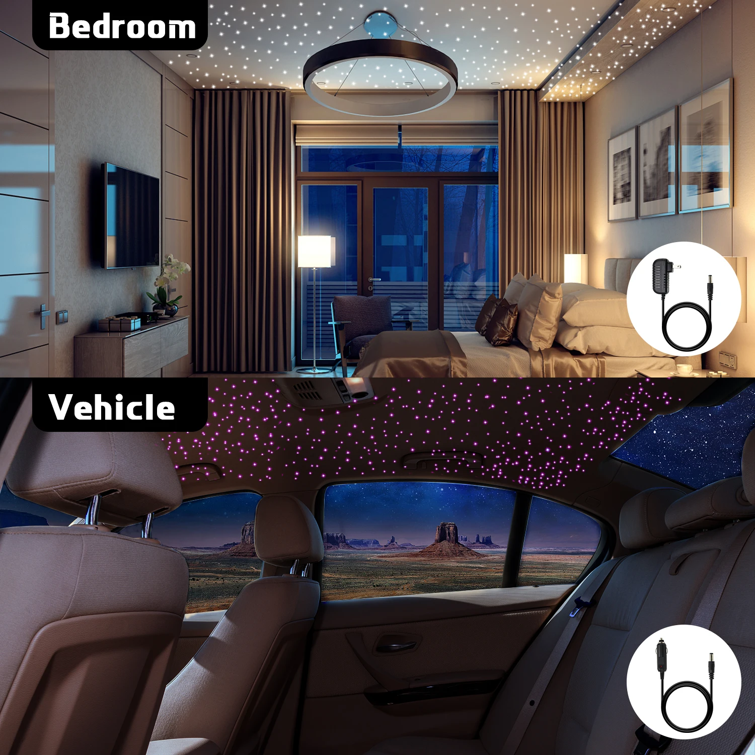 DC12V 6W RGB Car Roof Star Lights LED Fiber Optic Star Ceiling Light APP Touch RF Control for PMMA Fiber Optic Cable Lighting
