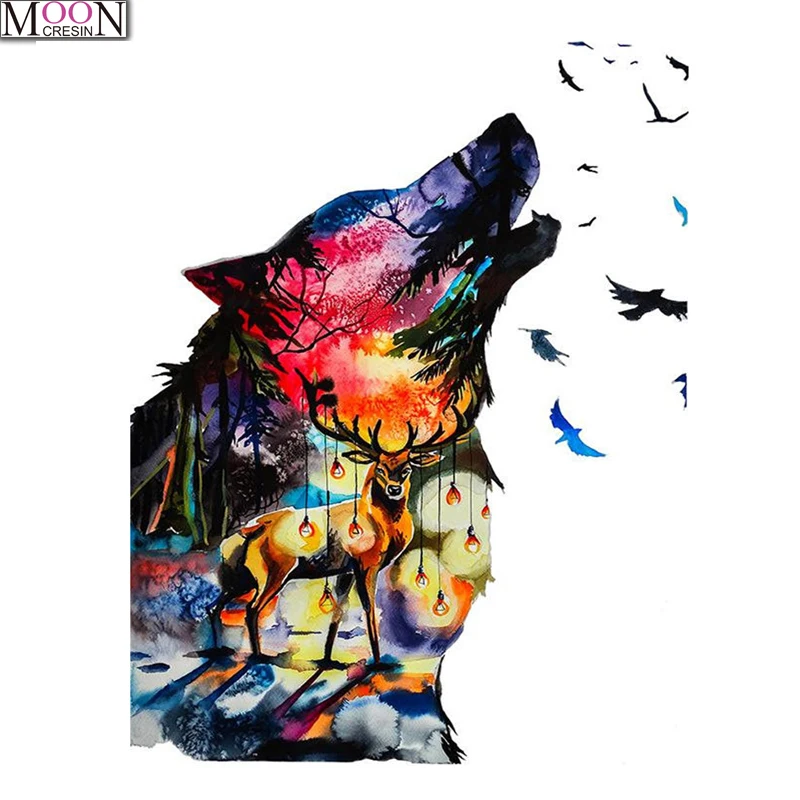 

Animals DIY Diamond Embroidery Color Wolf Diamond Painting Picture Of Rhinestones,Cross-stitch Full Square &Round Drill Painting