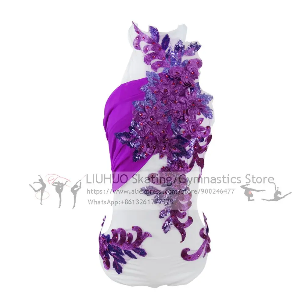 

Exotic Leotards Girls Pole Dance Leotard Women Purple Performance Wear Kids Competition Rhythmic Leotards Child