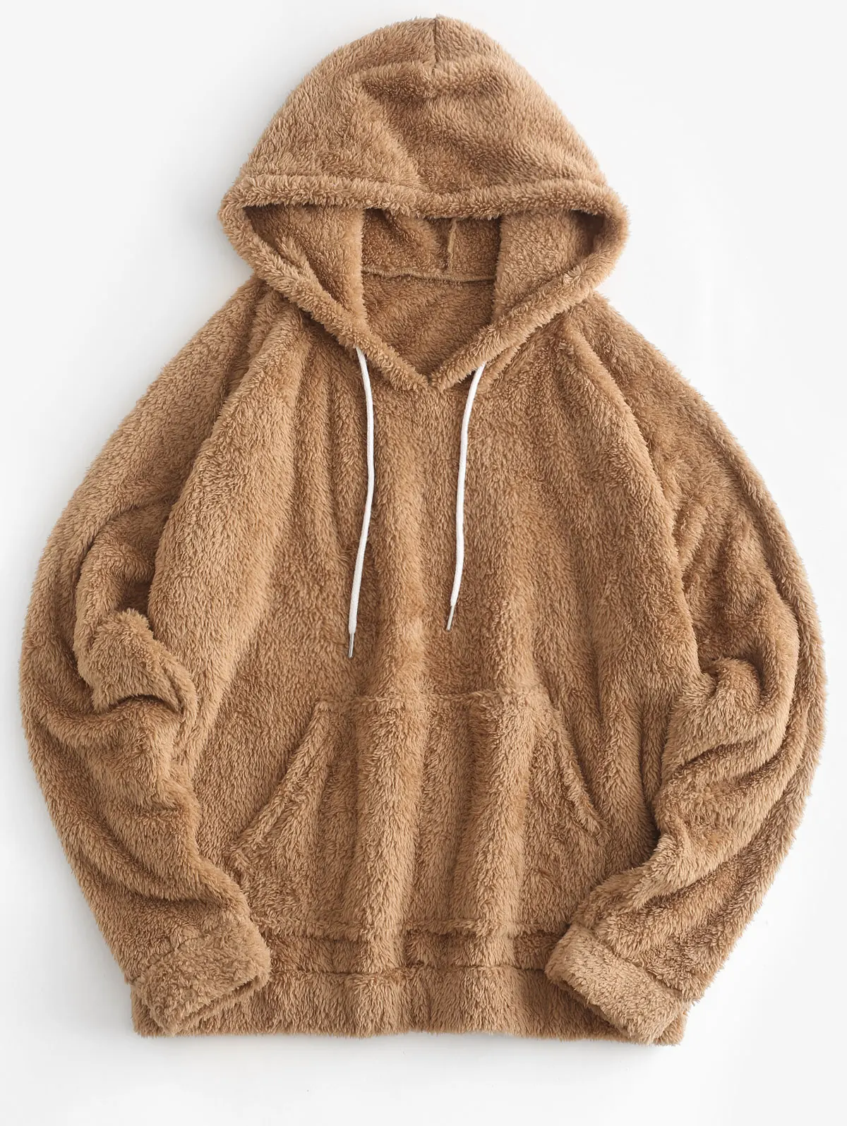 ZAFUL Camel простой искусственный мех Пушистый Плюшевый худи на каждый день шнурок консервативный свитшот для женщин осень минималистичный Туника пуловеры