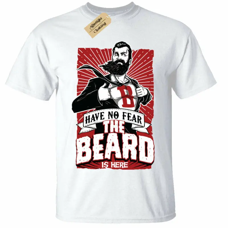 Tener No Fear The Beard Is Here Camiseta Hombre Regalo Divertido Top Blanco |