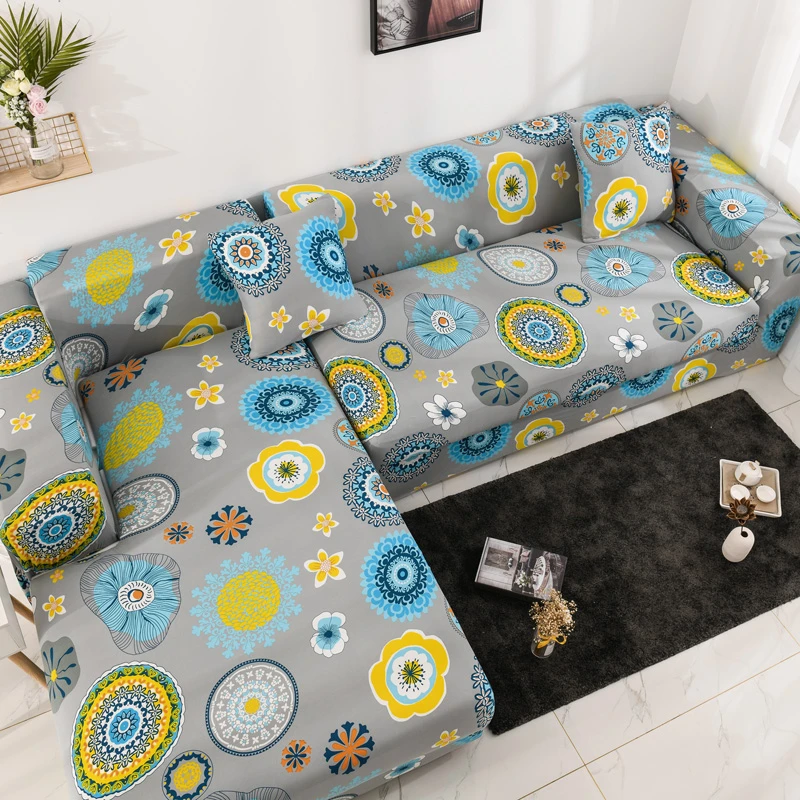 

Bohemia Printed Gray Sofa Cover Elastic Furniture Protector For Living Room Slipcover L Shaped Corner Couch Cover