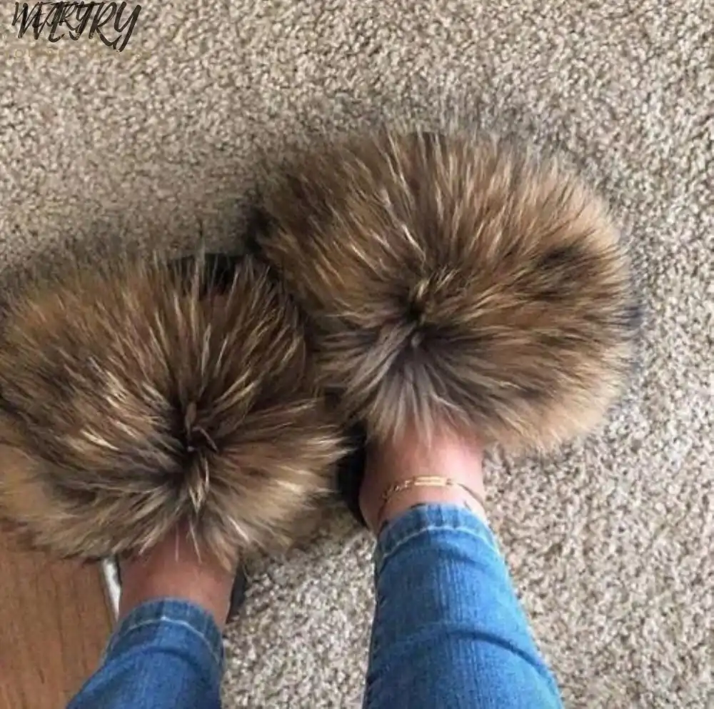 fluffy womens slides
