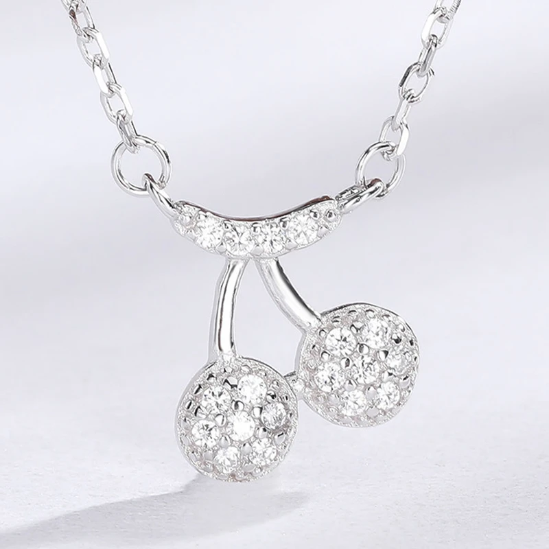 high quality s925 sterling silver creative cherry crystal