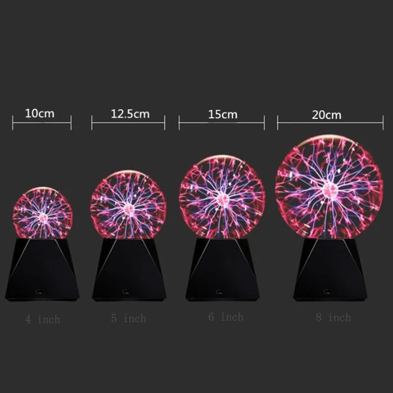 6/8 Inch Touching Sensor Magic Plasma Ball Vocie Control Crystal Lamp Creative Light Kid Birthday Decor Gift Night Lights