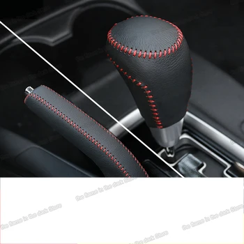 

Lsrtw2017 Genuine Leather Car Gear Lever Handbrake Cover for Mitsubishi Outlander 2014 2015 2016 2017 2018 2019 2020 shift knob
