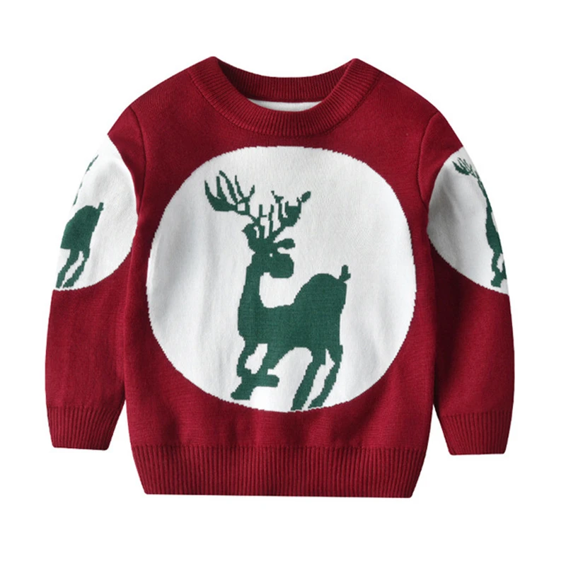 Рождественский свитер с оленем для маленьких мальчиков, вязаные пуловеры с рисунками из мультфильмов, детский Рождественский костюм, свитера, одежда для маленьких девочек