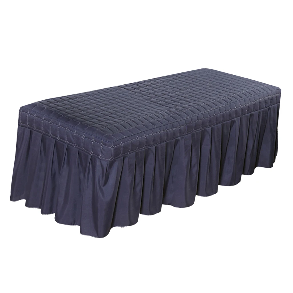 Dark Blue-180x60cm Косметический льняной массажный стол юбка красота простыня покрывало с постельным бельем - Цвет: Dark Blue-180x60cm