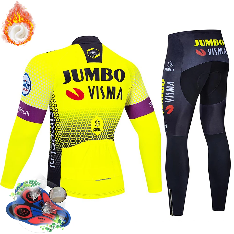 Pro Team Jumbo велосипедная майка 9D комплект с нагрудником MTB Униформа велосипедная одежда мужская зимняя теплая флисовая велосипедная Одежда для велоспорта