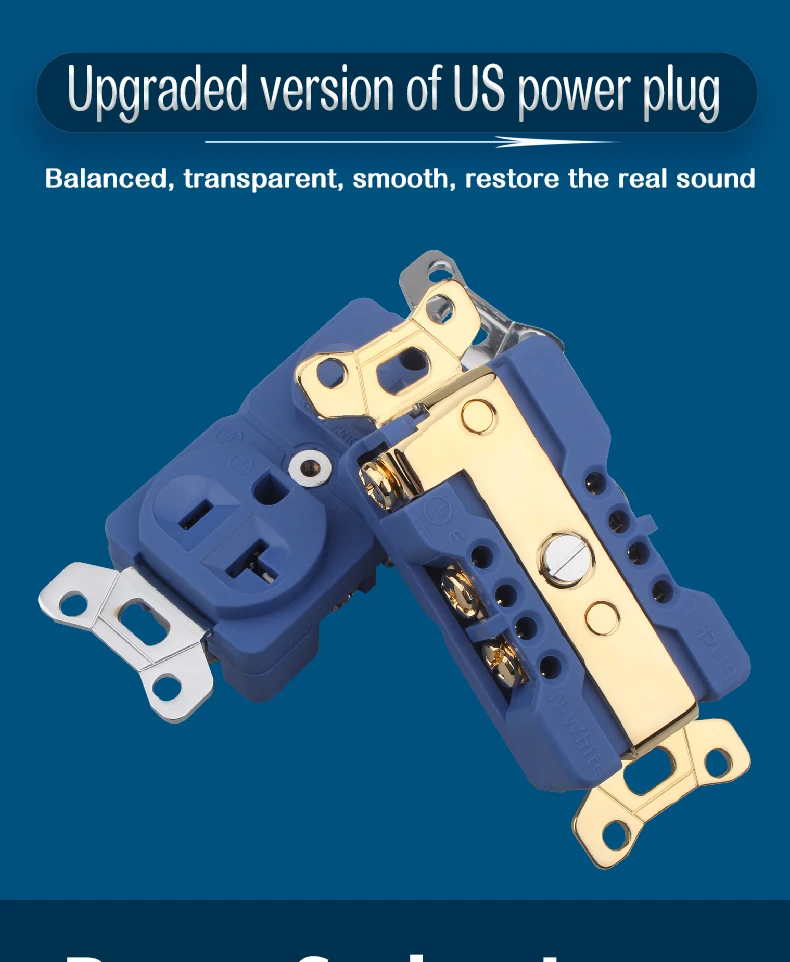 Pure Copper Duplex Wall Socket Preço ac Power Receptacles us Distribuidor de Energia Audiocrast Dp2 Wall Outlet