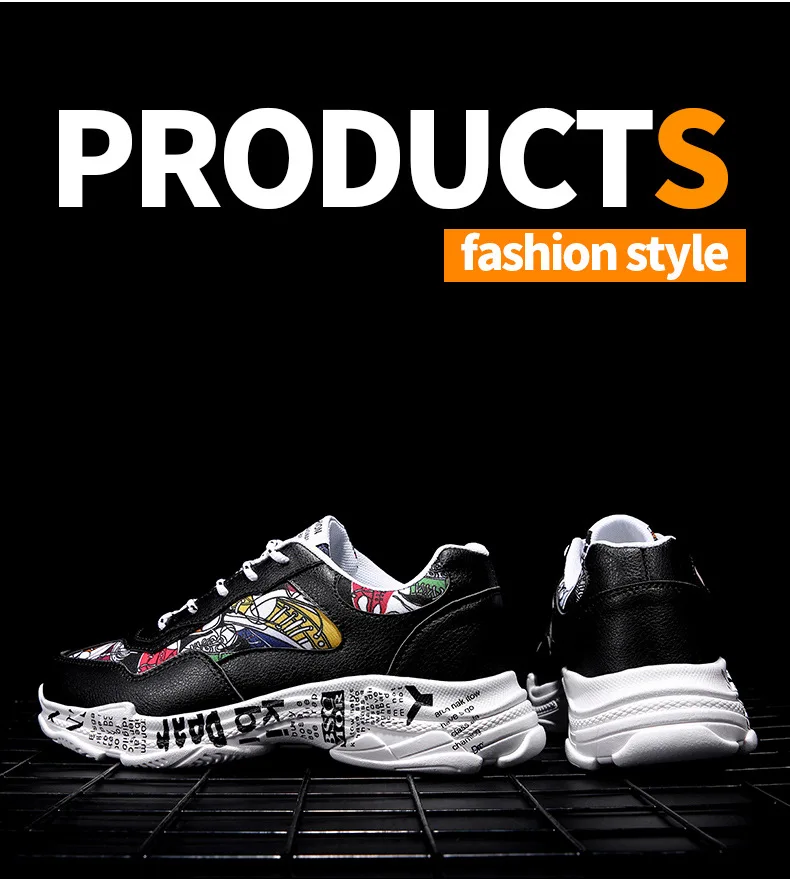 Spring New Style Harajuku Wind Dad Shoes Paris Three Generations Colored Cloth Printed Words Trendy Shoes Sports MEN'S Casu