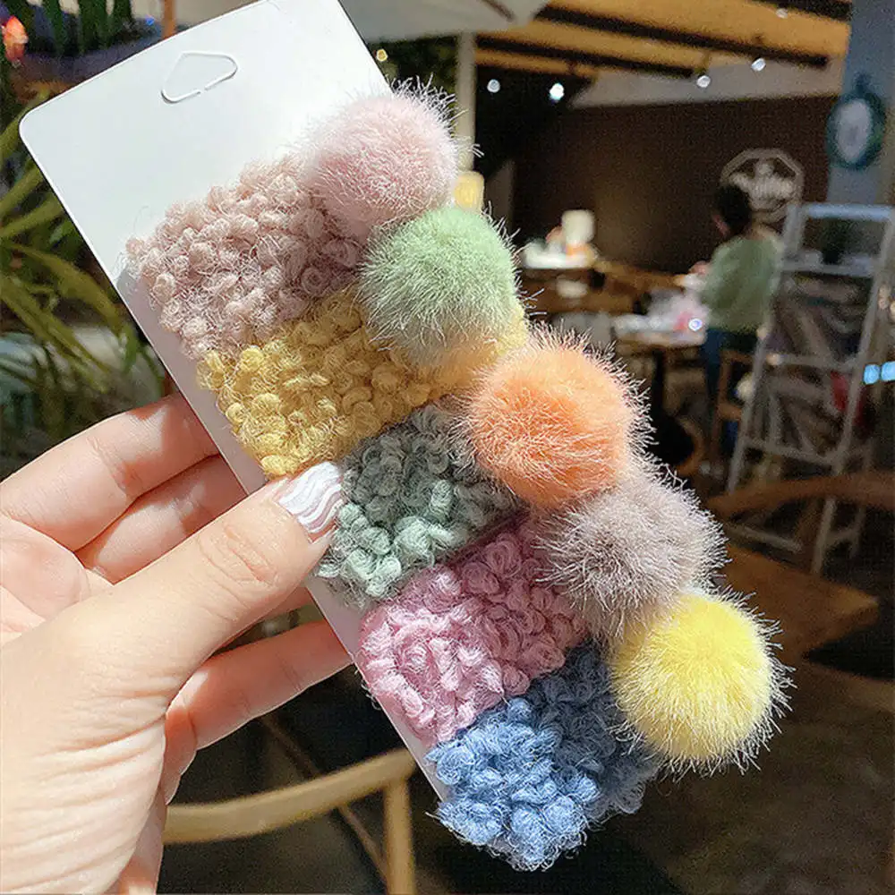 Mixed 5Pcs/Lot Wool ball hairpin BB Hair Clips For Girls Candy Pom Ball Hairpins Barrettes Kids Child Gifts Hairpins Hair Accessoires - Цвет: Mixed