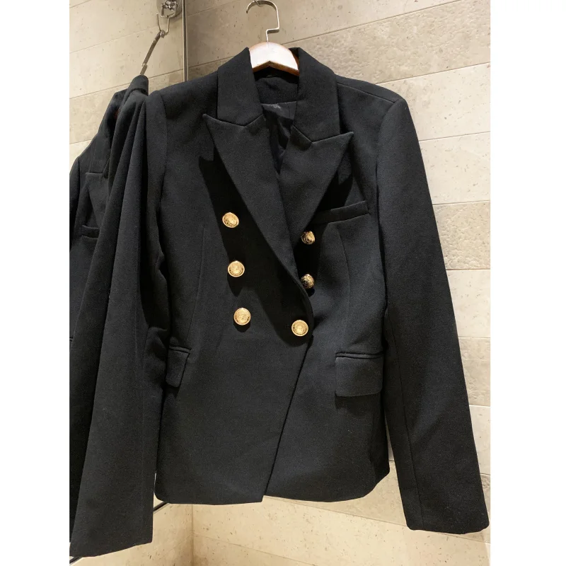 

2019 Stylish temperament Women's Jacket Gothic Black Motorcycle Jacket Classic button Long Sleeve Slim Fit Suit Jacket