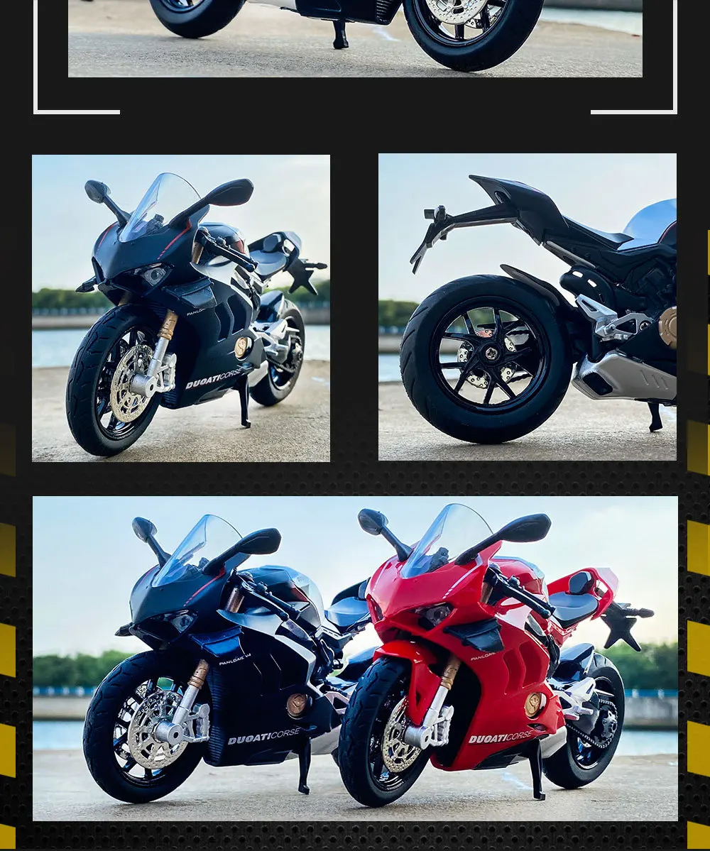 Ducati V4S Motorcycle Model Iocomotive Toy With Light Simulation Children'S Diecast Toy Car Christmas Gift Car Decoration