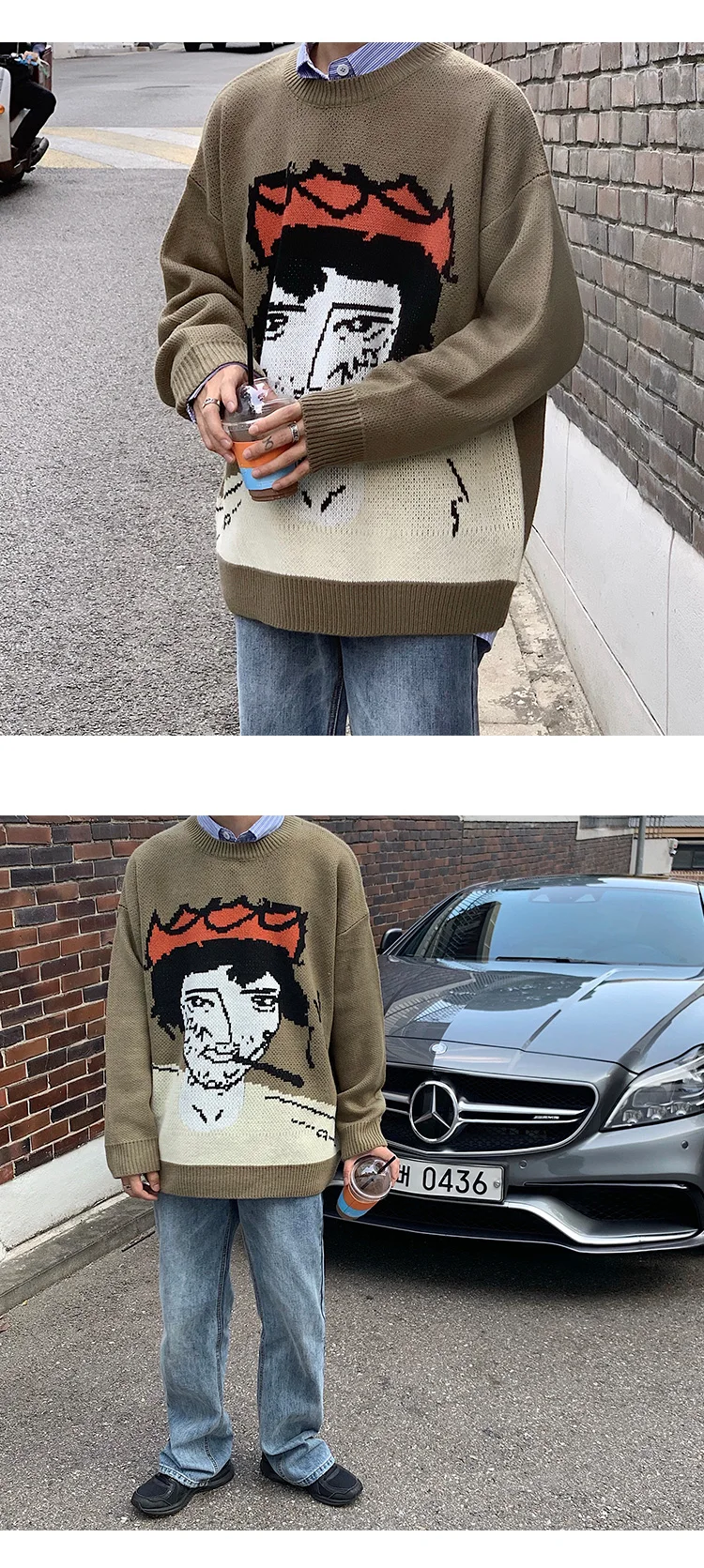 Privathinker Мужской осенне-зимний вязаный свитер с забавным принтом, мужские жаккардовые пуловеры, свитера, одежда для мужчин, Повседневная Уличная одежда, топы