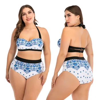 

Wired Bandeau Bikini Set Bandage Swimwear Women's Swimsuit Plus Size 2 Piece Ladies High Waisted Swimsuit Big Beachwear 2020 New